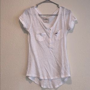 Hollister white button up t shirt